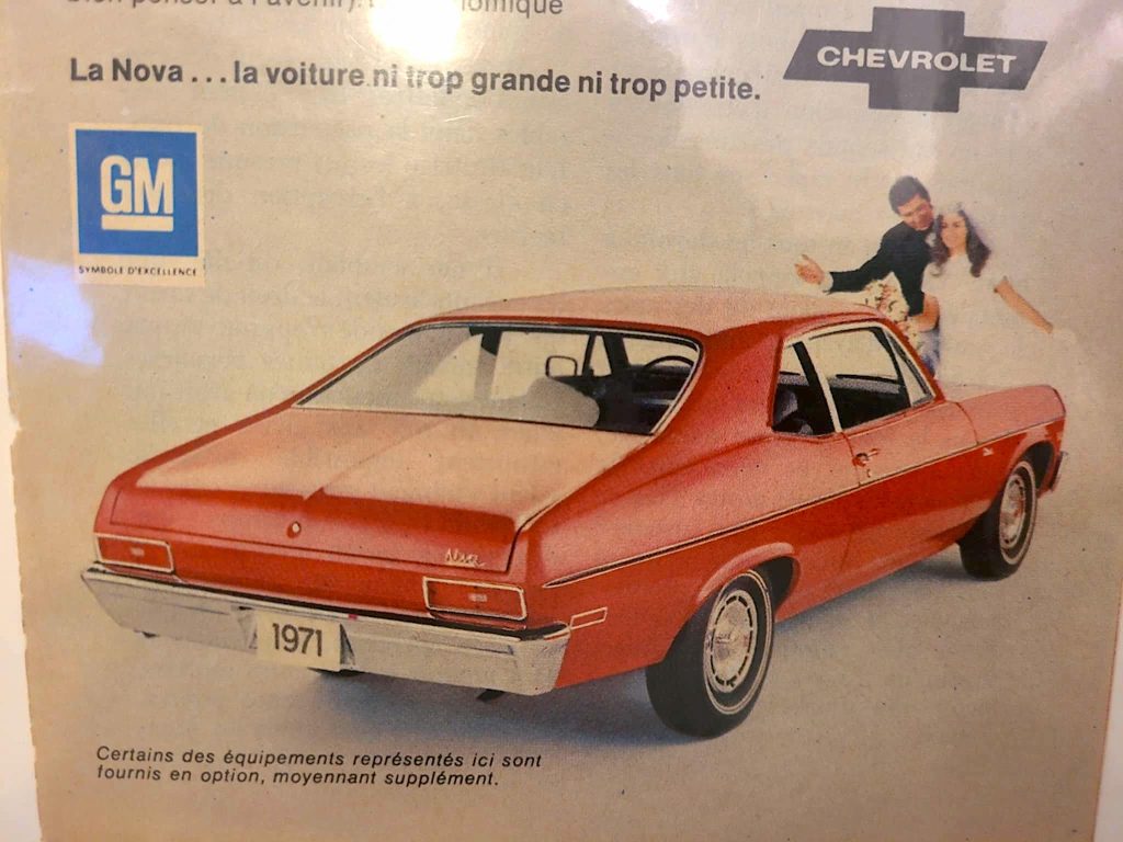 Publicité de la Chevrolet Nova 1971 : bonne à marier ?