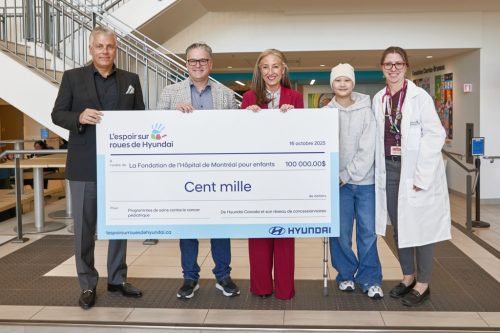 La Fondation de l’Hôpital de Montréal pour enfants reçoit un don de 100 000 $ de l’organisme « L’espoir sur roues de Hyundai »